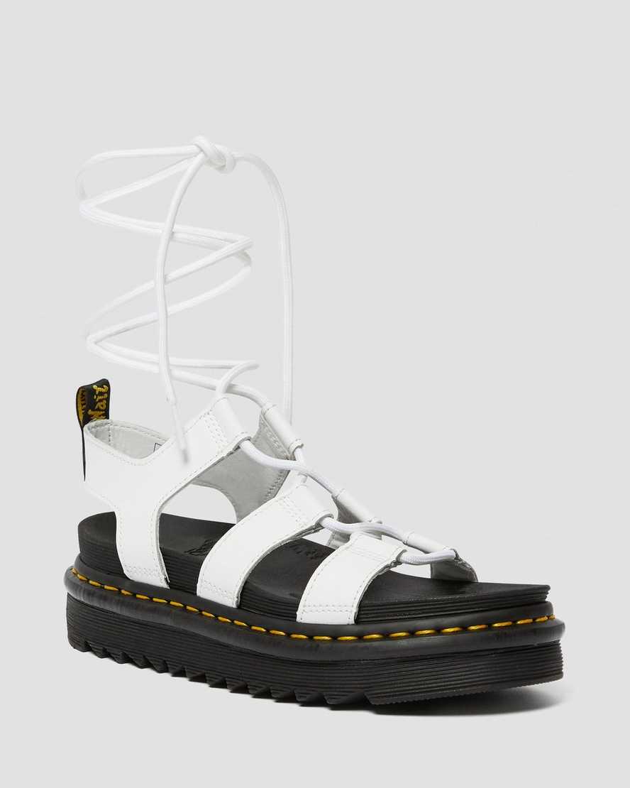 Dr. Martens Nartilla Lær Gladiator Platform Sandaler Dame Hvite [0845EGTRC]